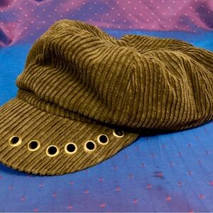 Corduroy Newsboy Cap with Metal Grommets